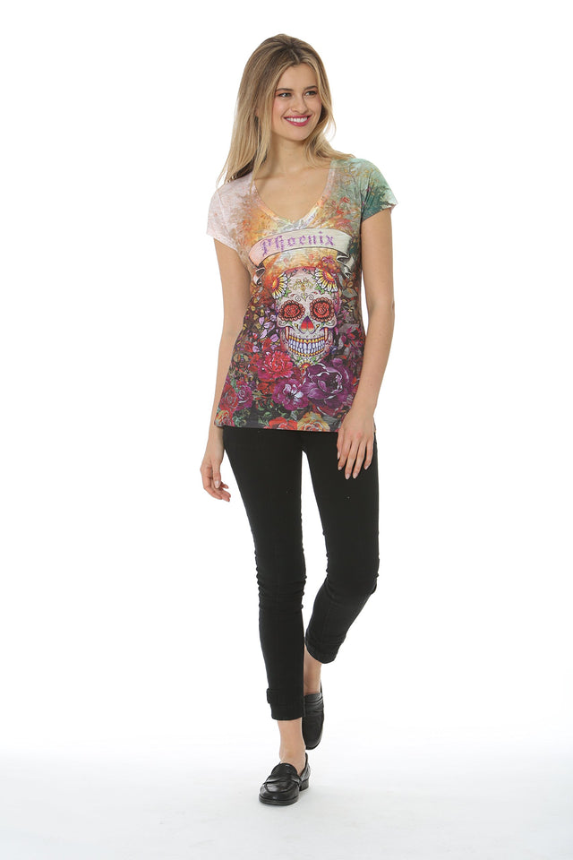 Phoenix Sugar Skull T Shirt