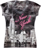New York Skyline V Neck T Shirt
