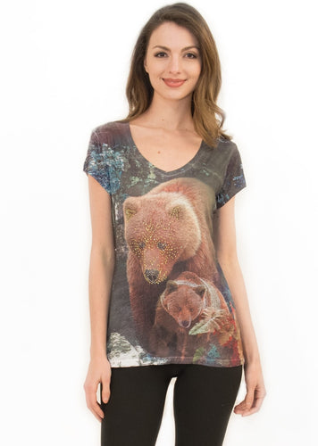 Brown Bear 3D V Neck T Shirt