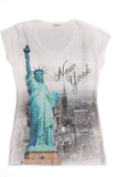 Statue of Liberty NYC Bling-Embellished V-Neck T-Shirt - Sweet Gisele