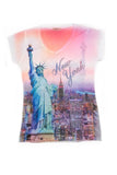 Statue of Liberty NYC Bling-Embellished V-Neck T-Shirt - Sweet Gisele