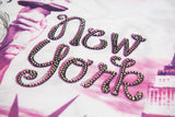 NYC Floral Bling-Embellished V-Neck T-Shirt - Sweet Gisele